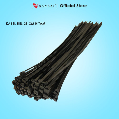 Kabel Ties Hitam ukuran 25 cm - isi 100 pcs Nankai