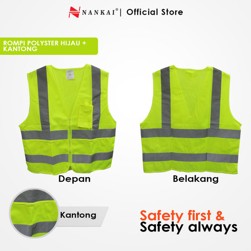 Rompi Safety Proyek / Pengaman Polyster Kantong Hijau Nankai