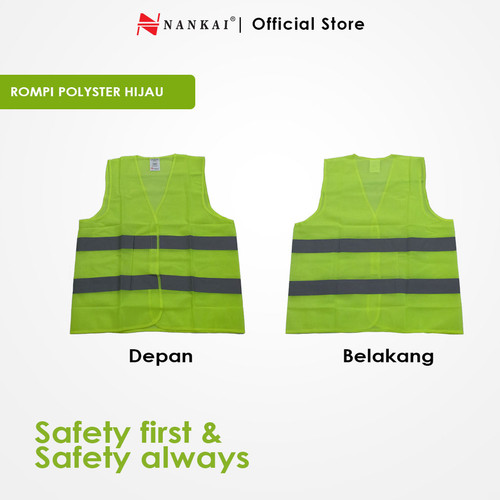 Rompi Safety Proyek / Pengaman Polyster Hijau Nankai