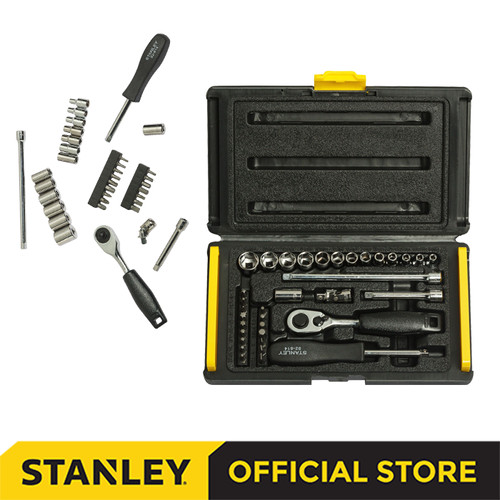 Stanley Socket Metric Set w/ Plastic Case SQ 1/4" 6pts 35pcs 89-033-1