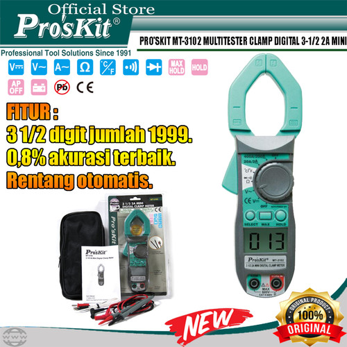 Proskit MULTITESTER CLAMP DIGITAL PRO'SKIT MT-3102 3-1/2 2A MINI ORI