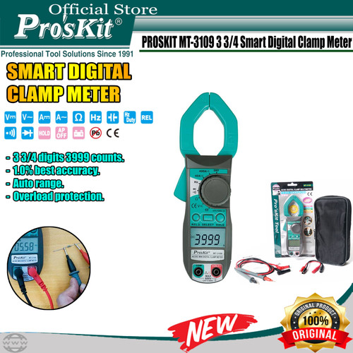 MULTITESTER CLAMP DIGITAL PRO'SKIT MT-3109 3-3/4 AC/DC ORI - Proskit