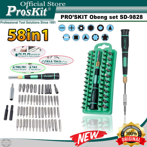 Obeng Set Service HP, Leptop, Kamera PROSKIT SD-9828 58IN1 ORIGINAL