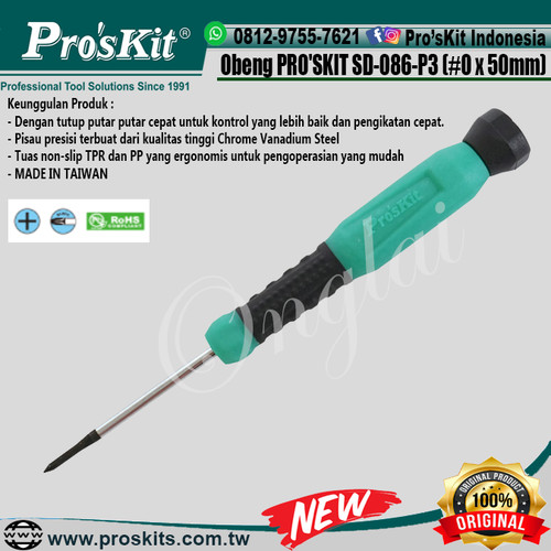 Obeng PRO'SKIT SD-086-P3 Precision Screwdriver(#0 x 50mm) ORIGINAL