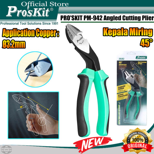 Tang Potong Bengkok PRO'SKIT PM-942 (7") Angled Cutting Plier ORIGINAL