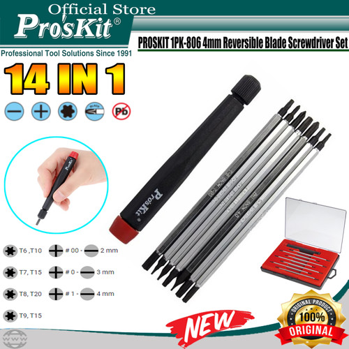 Obeng Set Bolak Balik PRO'SKIT 1PK-806 4MM 14IN1 ORIGINAL