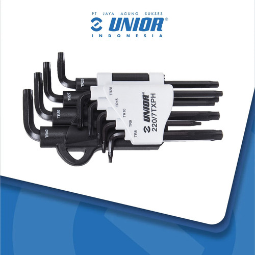 UNIOR Set of wrenches with TX profile in plastic clip - 220/7TXPH